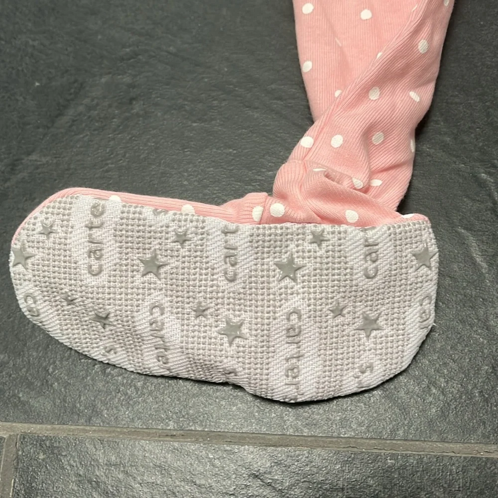 Carters Baby Full Zip Footed Body Suit Pink Polka Dot Fox NWT 24 months